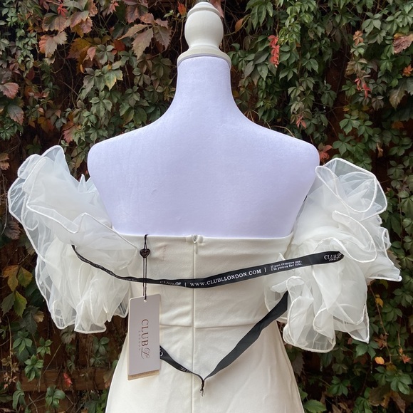 ASOS Club L London Organza Sleeve Jumpsuit in White Size US6 - Picture 7 of 9